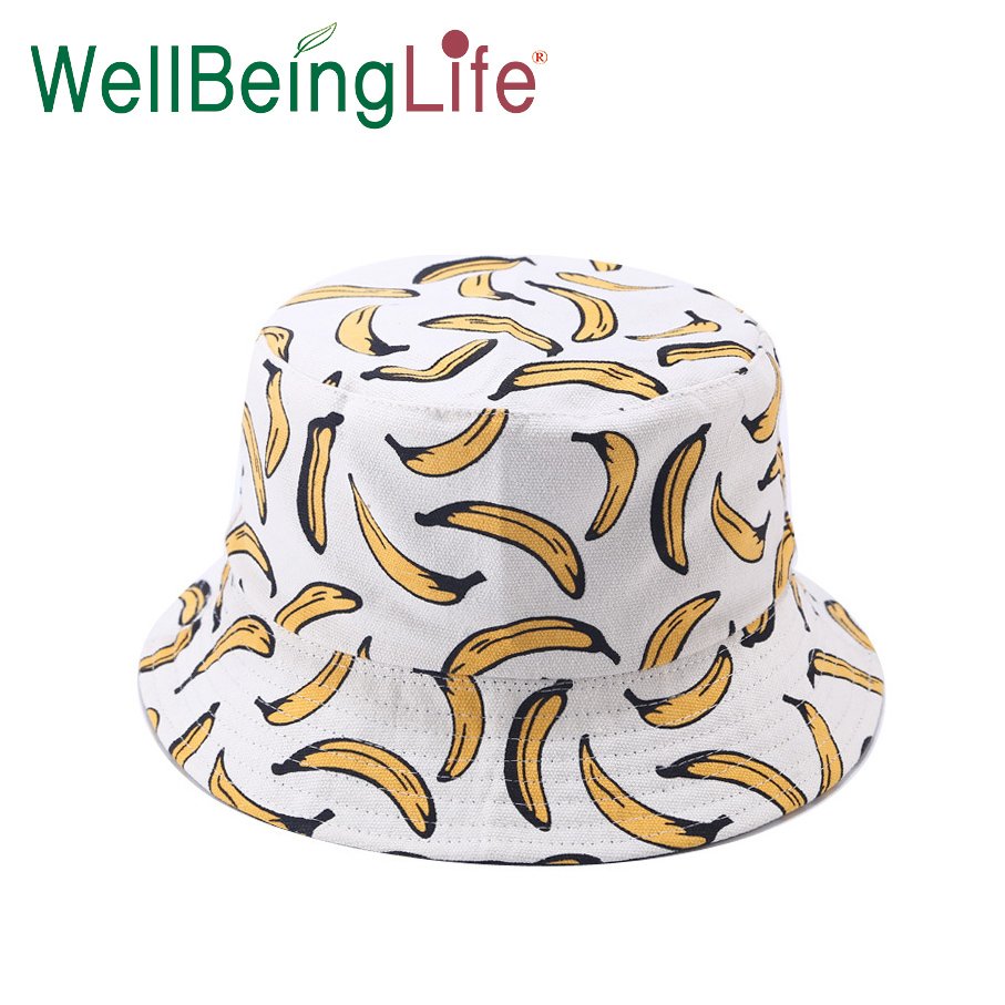 Unisex Summer Foldable Banana Bucket Hat Women Outdoor Sunscreen Fishing Hunting Cap
