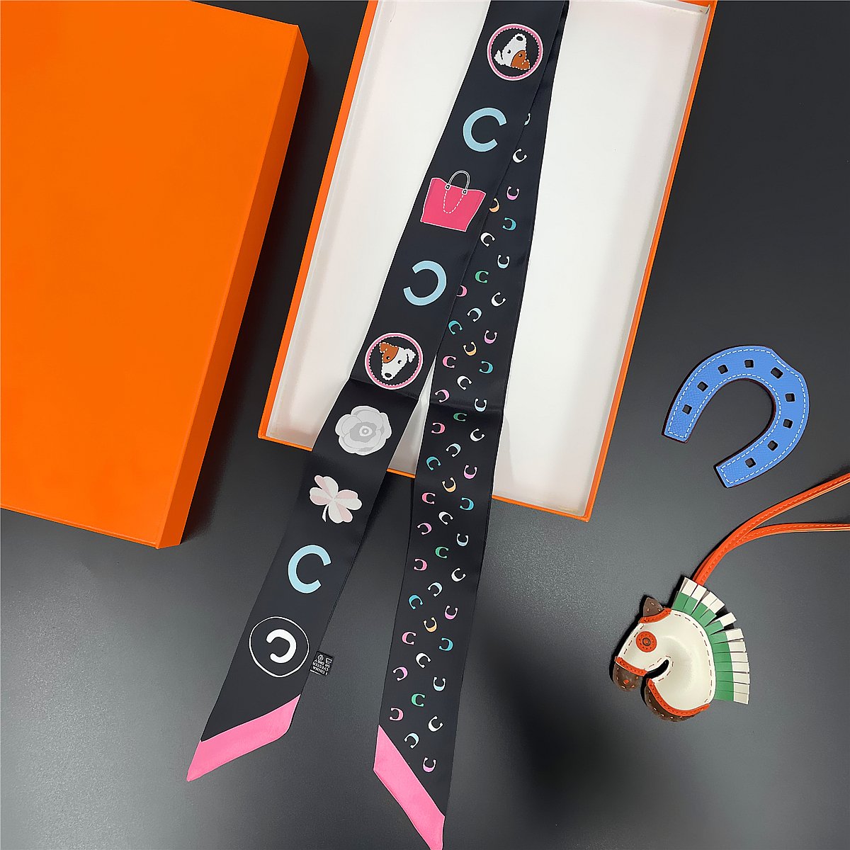 New Design 120*5cm Print Women long Silk Scarf Fashion Head Scarf Brand Tie Bag Skinny Scarf