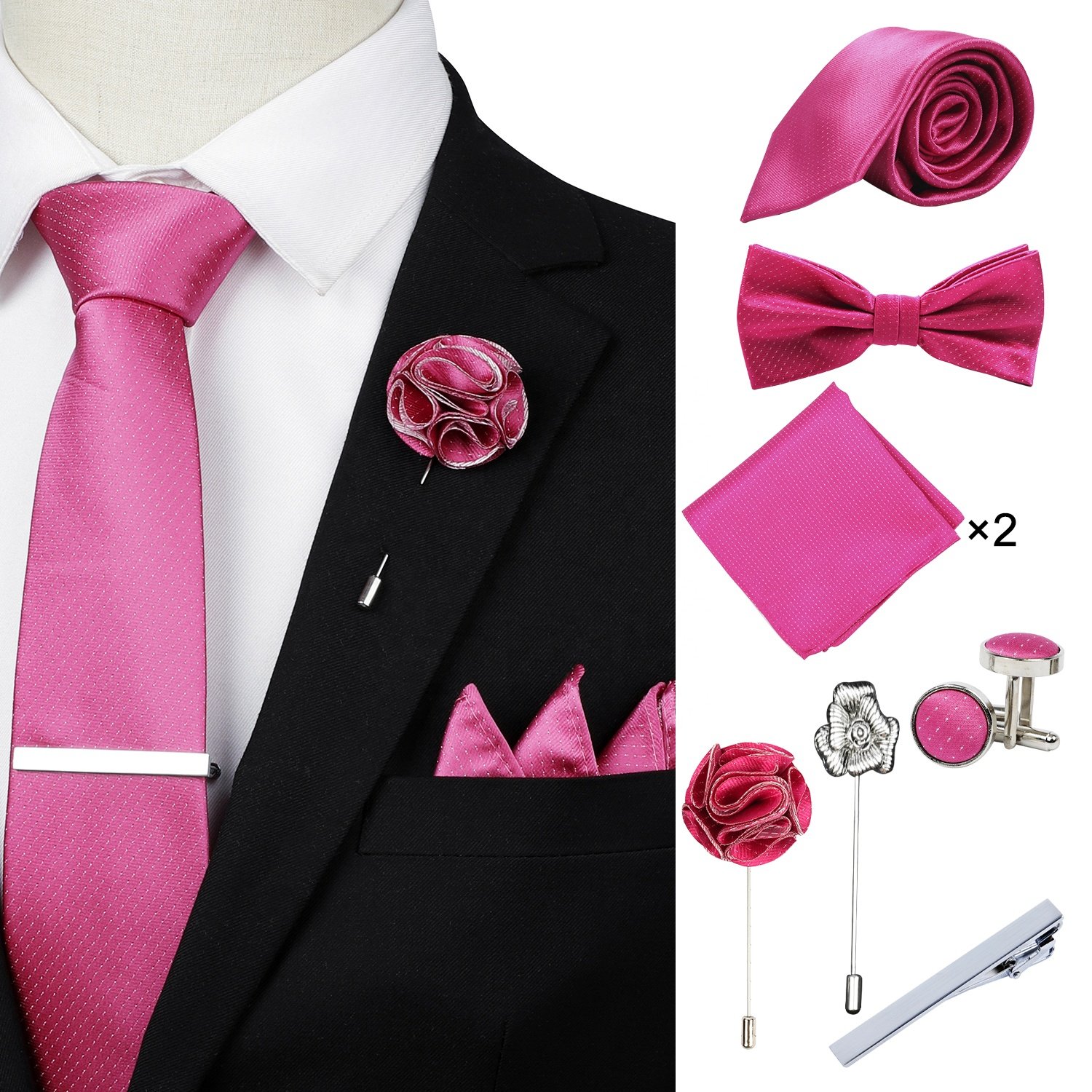 Factory Directly Wholesale High Quality Mens Ties and Pocket Square Set Cufflink Necktie Set in Gift Box