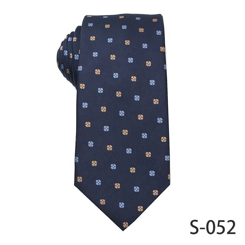 Navy Blue Series Men's Business Ties High Quality 100% Polyester Jacquard Ties For Men Polka Dot Floral Neck Ties