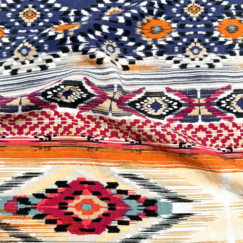 Fabric Factory Customized Design Bohemian Ethnic Pattern Soft Tie-dye Viscose Challis Rayon Fabric