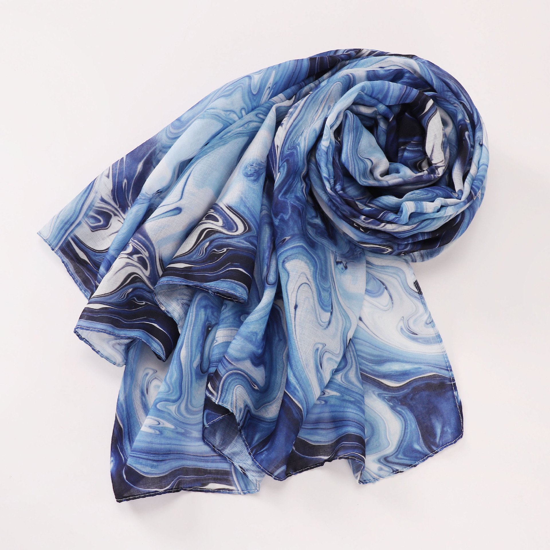 Zifeng OEM Printed Hijabs Hot Selling Scarf Arabic Satin Polyester Printed Tie Dye Long Scarf Turkish Middle Eastern Headscarf