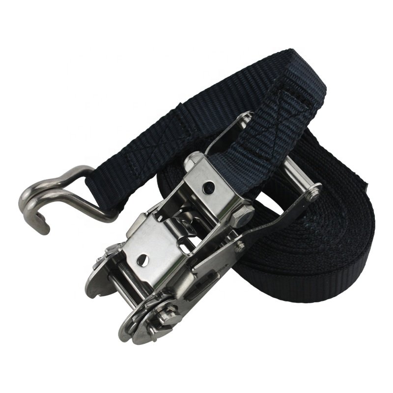 1-1/16 Inch 1.5T Stainless Steel Ratchet Tie Down Strap With Double J hook