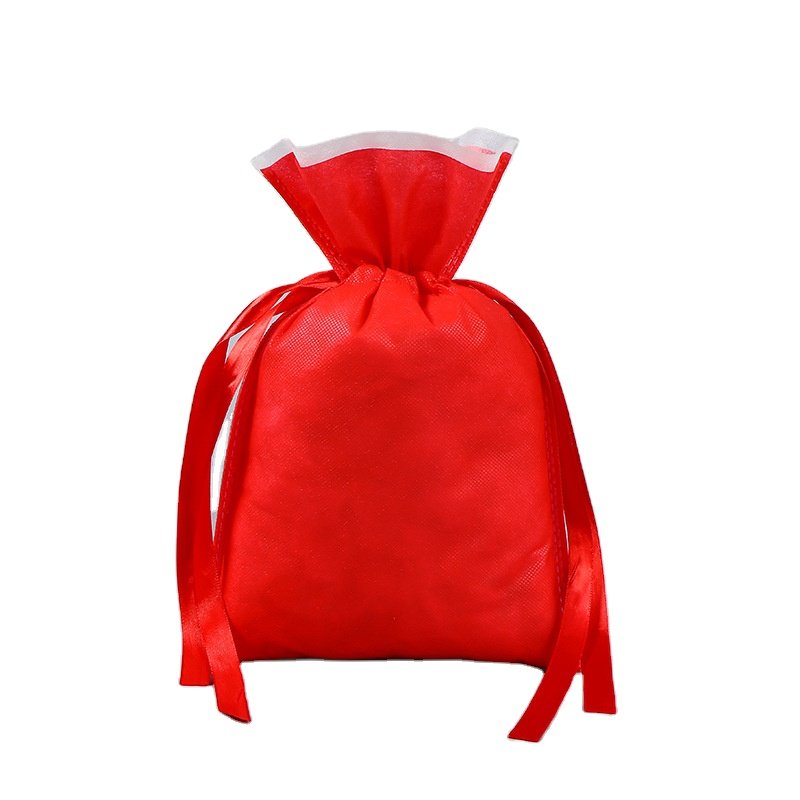 2024 heat seal non woven ribbon tie drawstring gift packing bags