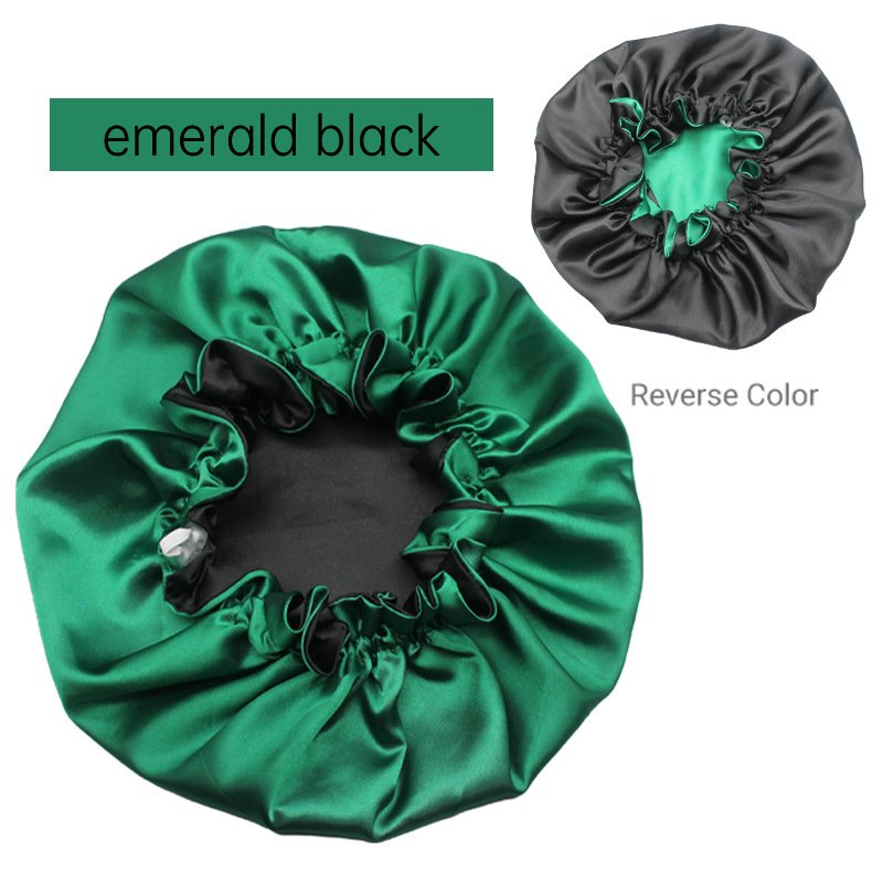 Large Size Satin Silk Polyester Hair Silky Night Bonnet with Tie Band Wide Brim Long Hair Head Wrap-for Women Washing Sleeping
