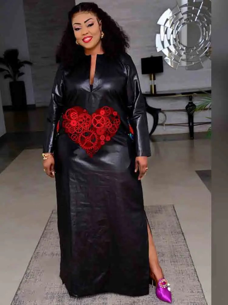 Black Printed Bazin Riche Long Dresses For African Ankara Women Dashiki Robe Boubou Brocade Bazin Riche Dashiki Robe Dress