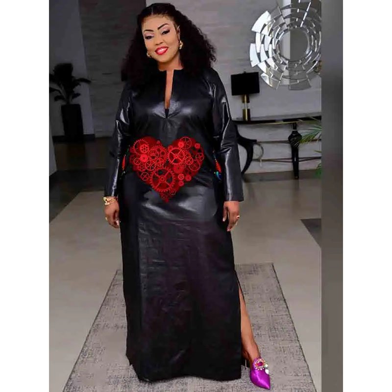 Black Printed Bazin Riche Long Dresses For African Ankara Women Dashiki Robe Boubou Brocade Bazin Riche Dashiki Robe Dress