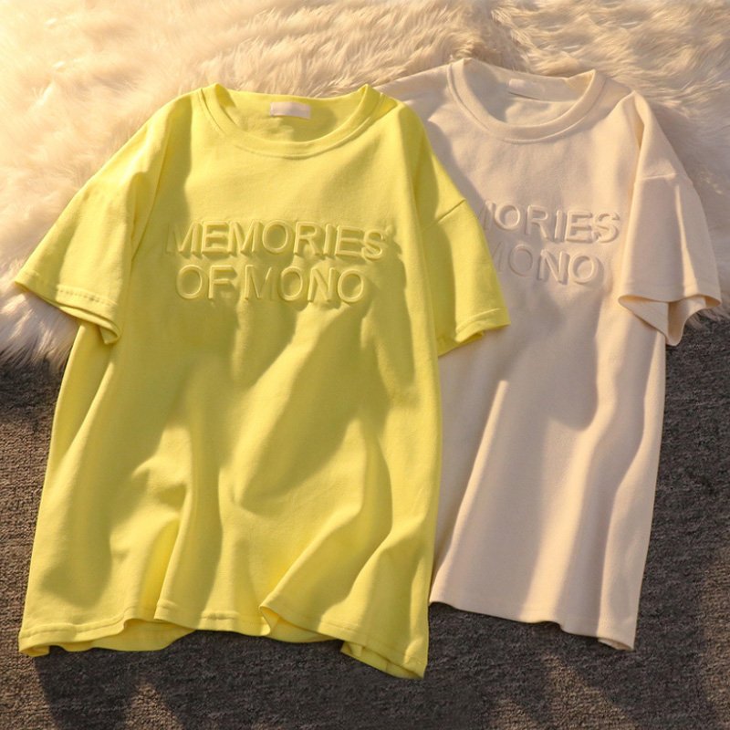 Trendy Embossed Logo T Shirts Printing Custom Cotton Tshirts Women 3d Embossed T Shirt