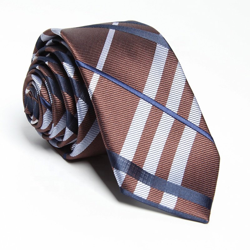 New formal ties men classic polyester woven plaid party necktie fashion slim 6cm wedding business male casual gravata