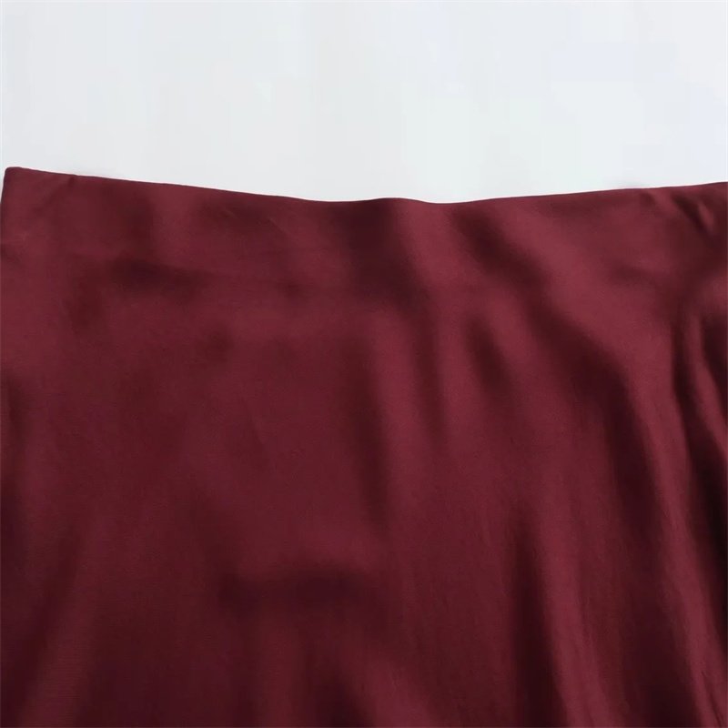 TAOP&ZA women's 2023 autumn new wine red tie-dye high waist satin texture loose skirt 7888173 9878250