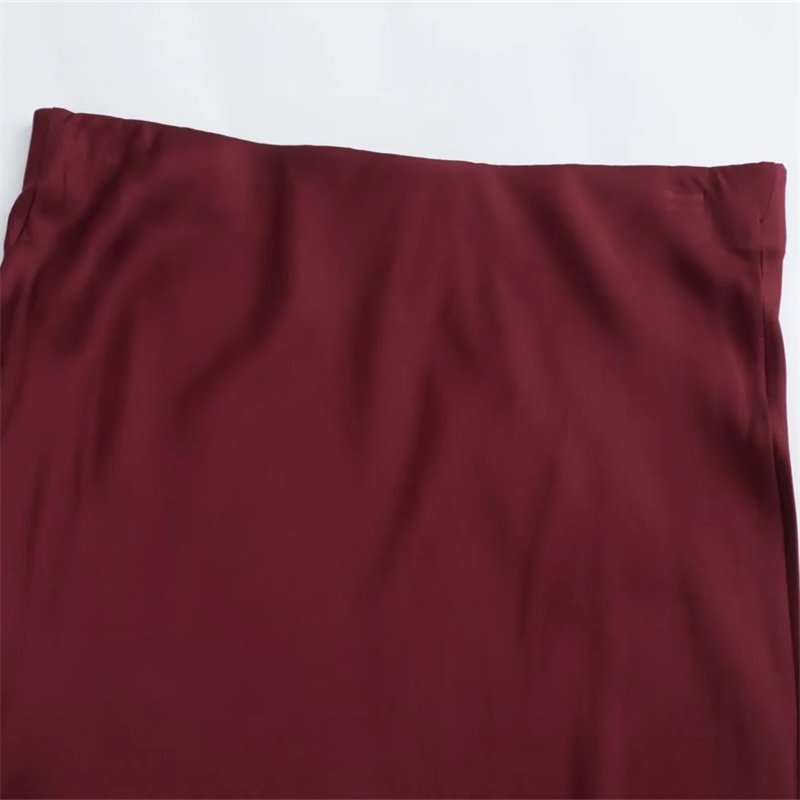 TAOP&ZA women's 2023 autumn new wine red tie-dye high waist satin texture loose skirt 7888173 9878250