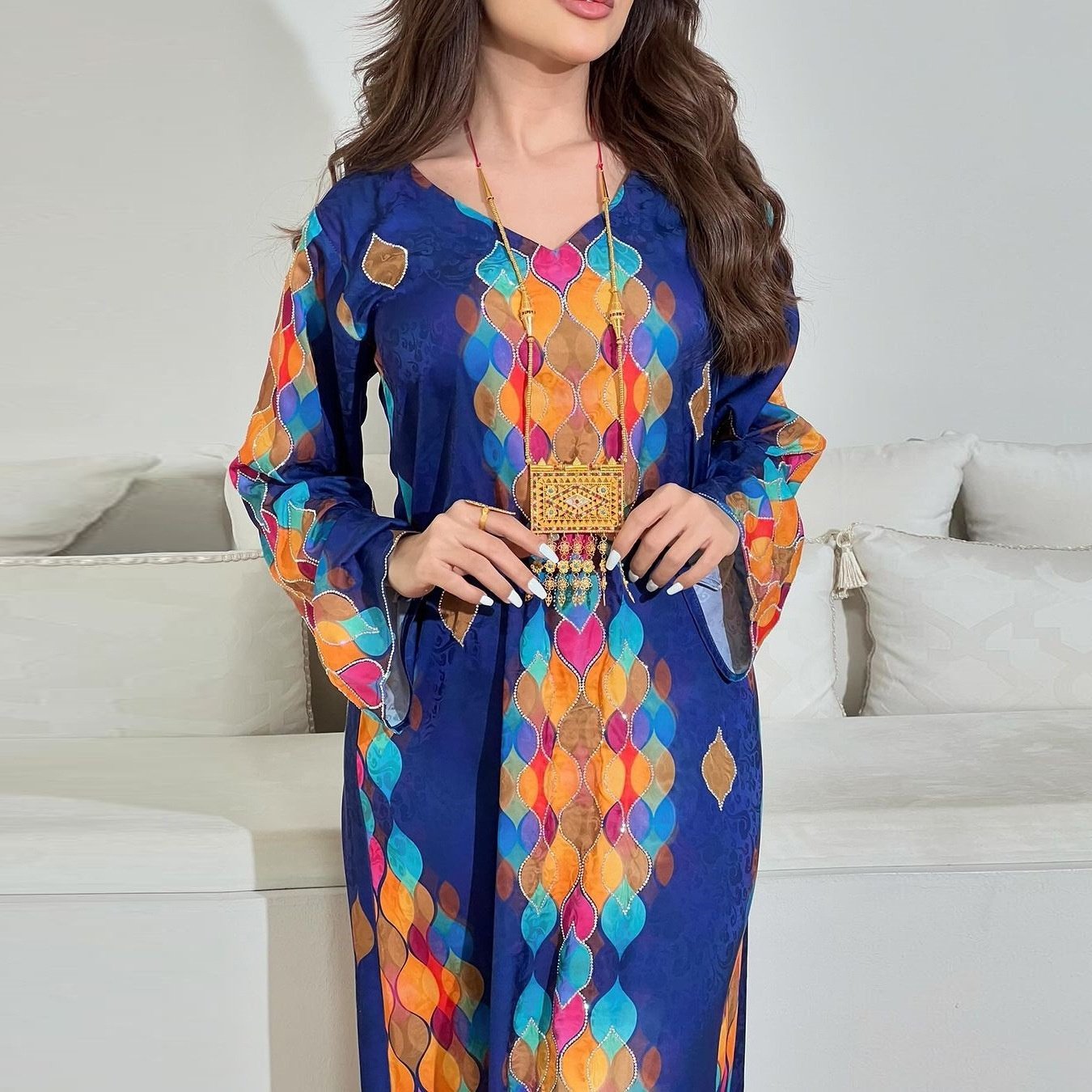 Eid Tie Dye Print Abaya Women Muslim Abaya Dress Ramadan Elegant Morocco Kaftan Vestidos Largos Dubai Robe Islam Jalabiya Dress