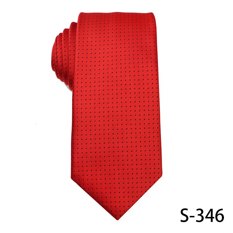 Polyester jacquard tie krawatte for wedding red hot sale fashion design men stripe and dot tie luxury handmade neck tie