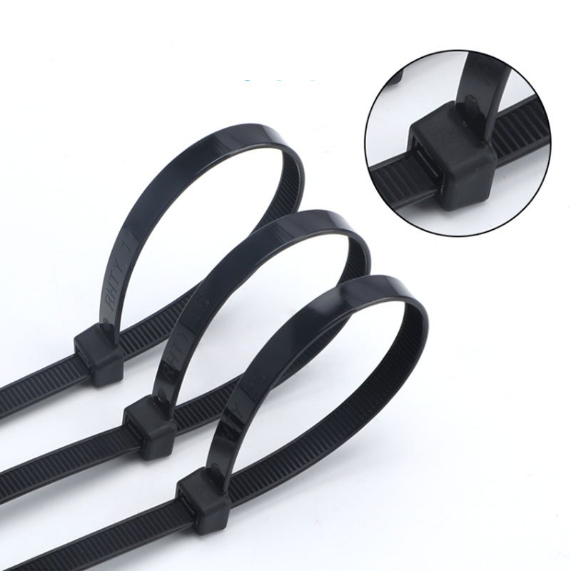 SDPSI50Pcs 5*150 to 5*650 Self-Locking Cable Ties Black Plastic Nylon Zipper Wraps Strap Fastening Fixing Ring Black