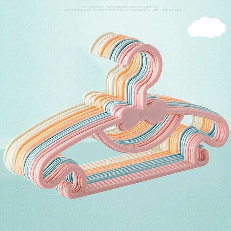 Wholesale Candy Color Cute Bow Tie Plastic Baby Children Kids Clothing Hangers For Drying Clothes