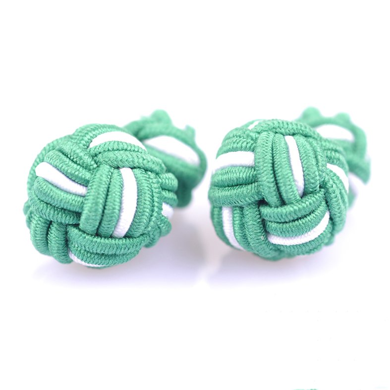 Two-Toned Color Chinese Black Elastic Small & Big Silk Knot Cufflinks Unisex Tie Clip for Men and Women for Parties Weddings