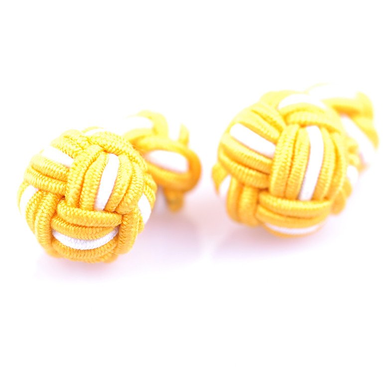 Two-Toned Color Chinese Black Elastic Small & Big Silk Knot Cufflinks Unisex Tie Clip for Men and Women for Parties Weddings