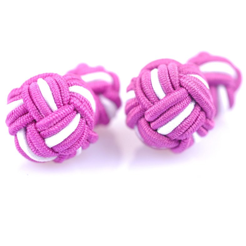 Two-Toned Color Chinese Black Elastic Small & Big Silk Knot Cufflinks Unisex Tie Clip for Men and Women for Parties Weddings