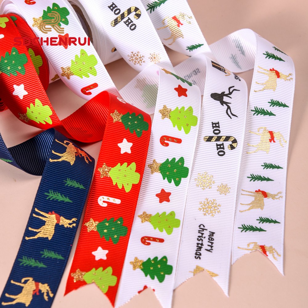 Custom100% Handmade print grosgrain gift ribbon stripes for girl hair bows for bows black ribbon tie