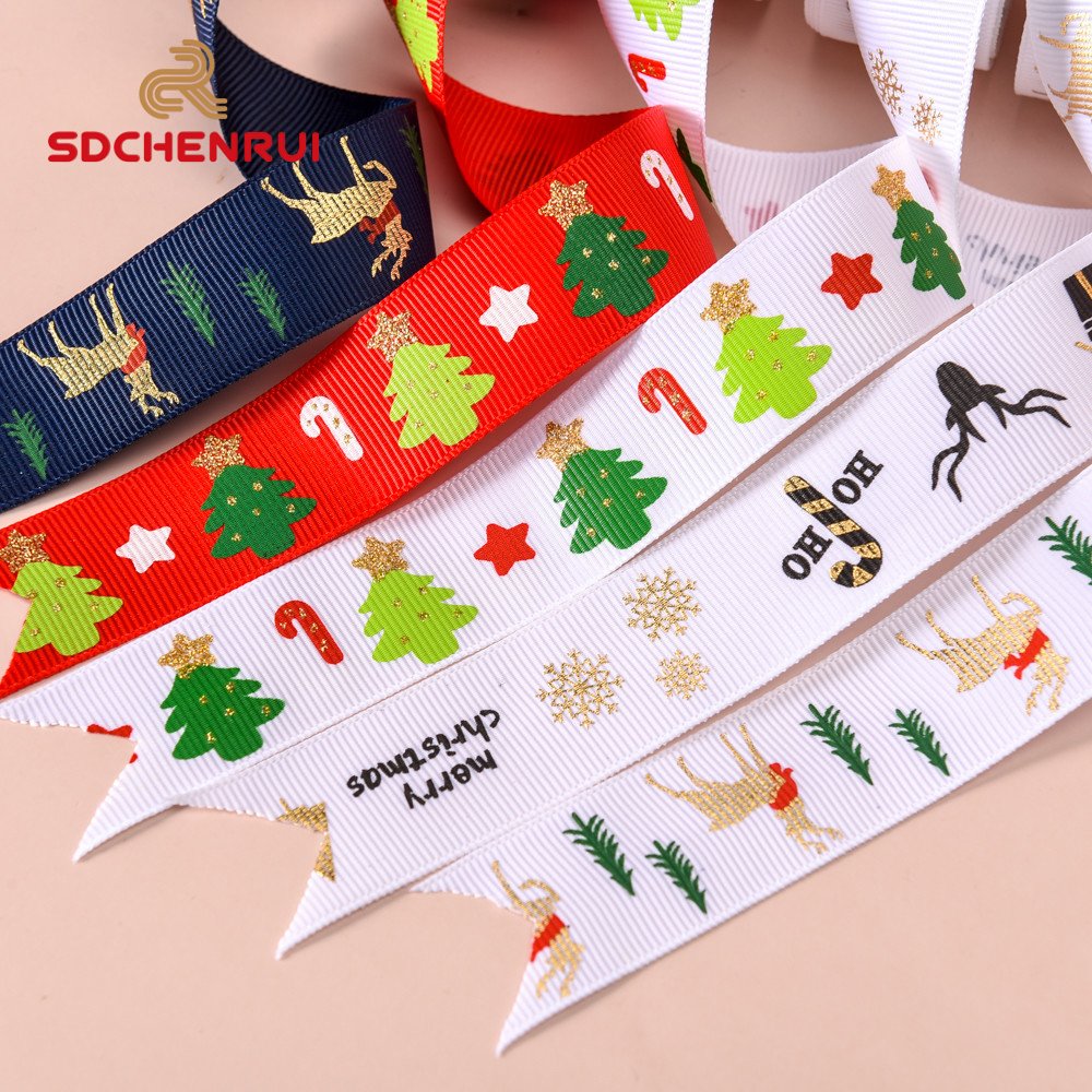 Custom100% Handmade print grosgrain gift ribbon stripes for girl hair bows for bows black ribbon tie