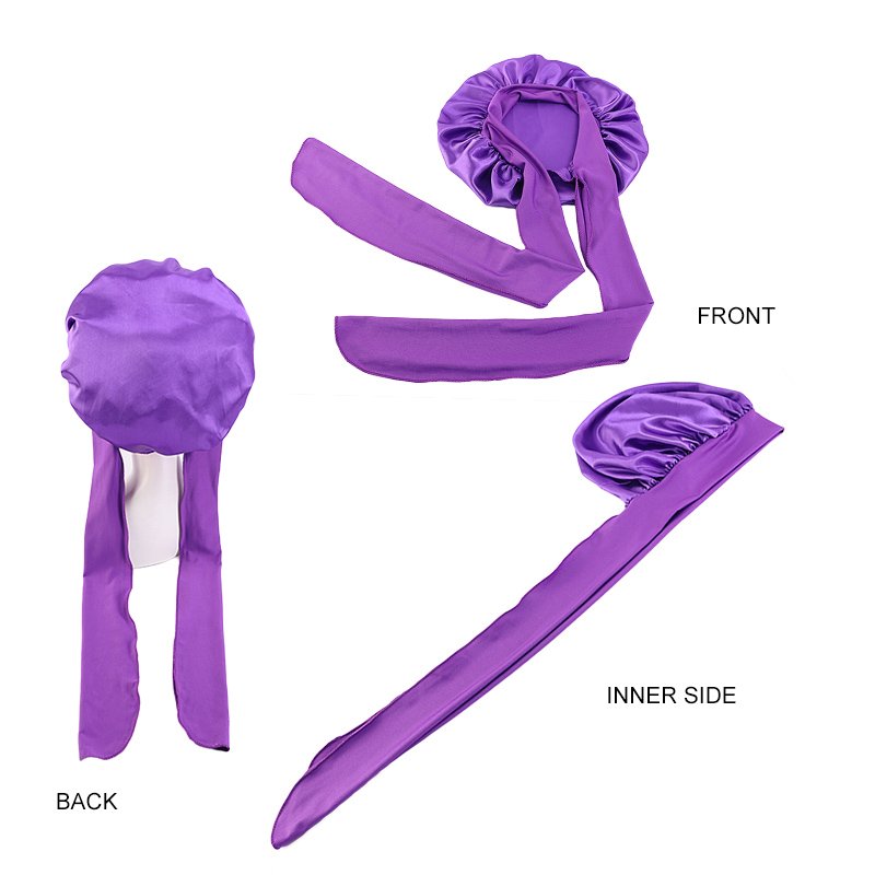 Satin Hair Bonnet and hair wraps Customized Logo Wide Band Sleeping Cap Braid Satin Bonnets with tie