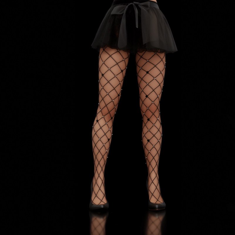 European American Sexy Silk Stockings Net Red Love Drill Shiny Disco Big Mesh Pants Socks Hot Disco Fishing Net Pant Stockings