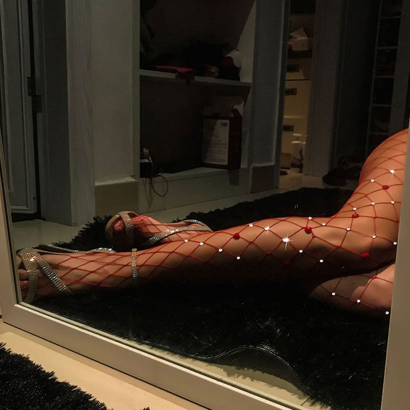 European American Sexy Silk Stockings Net Red Love Drill Shiny Disco Big Mesh Pants Socks Hot Disco Fishing Net Pant Stockings