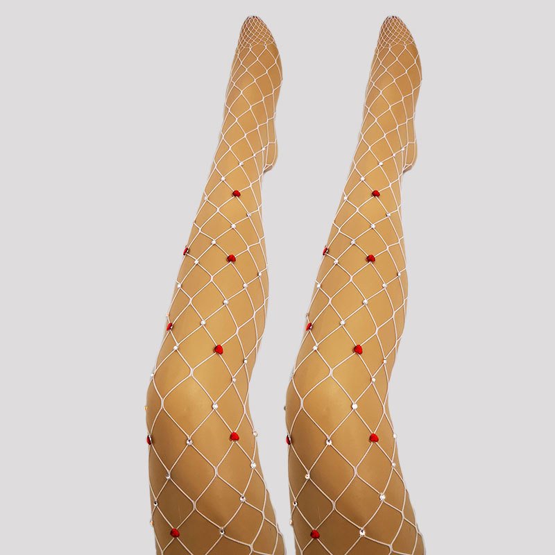 European American Sexy Silk Stockings Net Red Love Drill Shiny Disco Big Mesh Pants Socks Hot Disco Fishing Net Pant Stockings