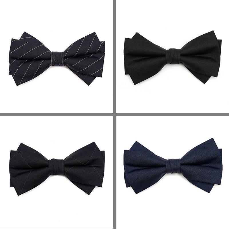 Business Wedding Groom Professional Luxury Colorful Double Layer Bow Tie for Men