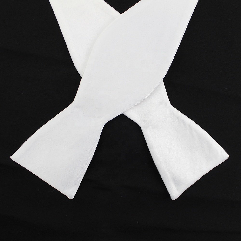 Chinese Factory Wholesale Hot Sale Adjustable Classic White Bow Ties Blank Satin Self Tie Sublimation Polyester Bow Tie