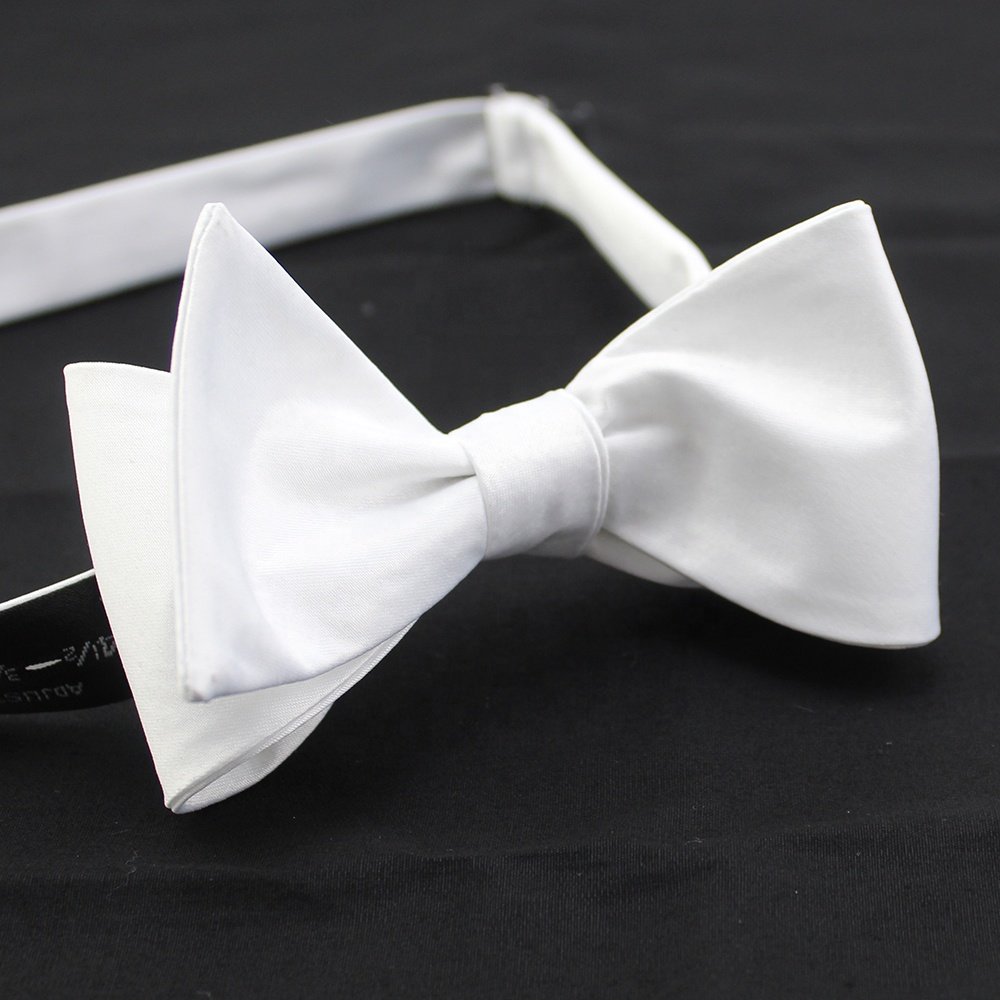 Chinese Factory Wholesale Hot Sale Adjustable Classic White Bow Ties Blank Satin Self Tie Sublimation Polyester Bow Tie