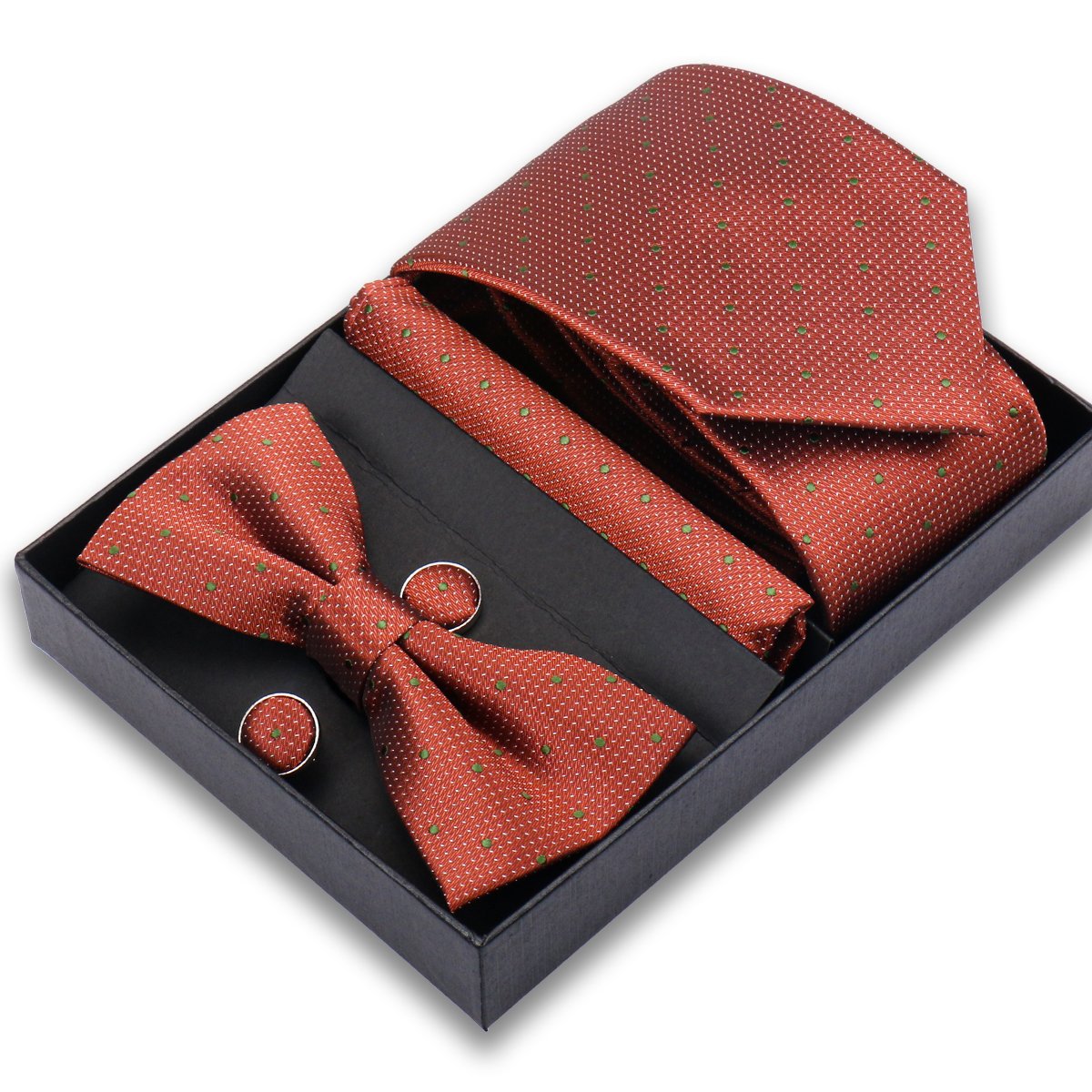 New Men Bow Tie Sets Luxury Necktie Bowtie Box With Pocket Square Cufflinks Tie Set Gift Box Silk For Men
