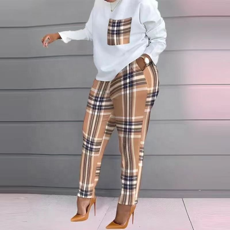 Spring fall ladies new sports jogger printing long sleeve loose t shirt trousers women's casual two piece pants sets clothing