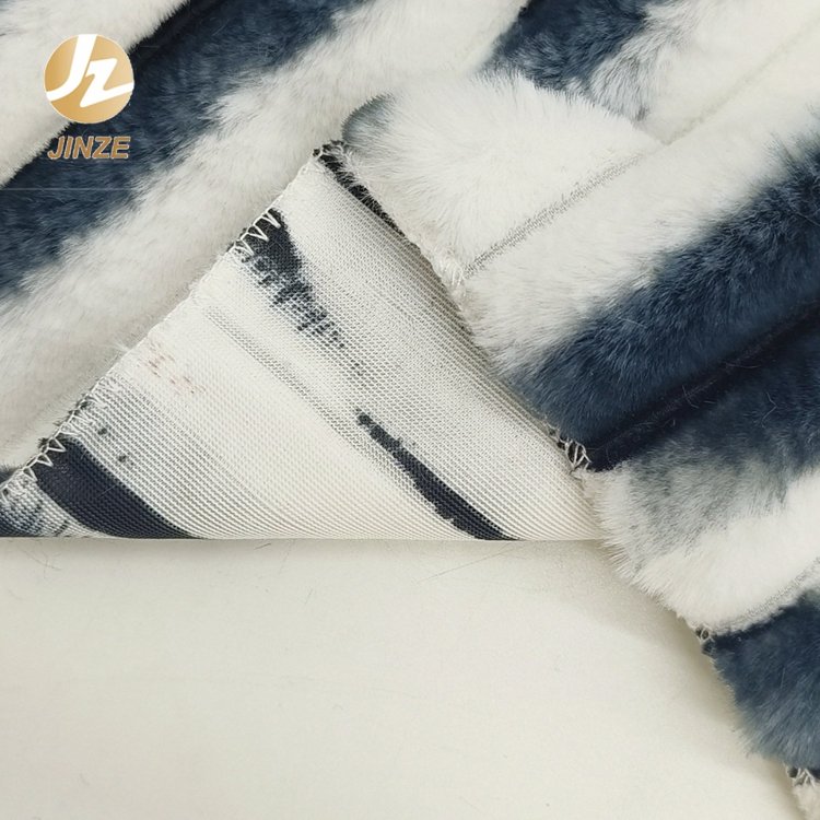 JZ Custom Recycled Printed Super Soft Heavy Long Hair Fabric for Clothing Rabbit Faux Fur 100% Polyester Fabric Customized 75D