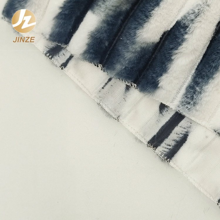 JZ Custom Recycled Printed Super Soft Heavy Long Hair Fabric for Clothing Rabbit Faux Fur 100% Polyester Fabric Customized 75D