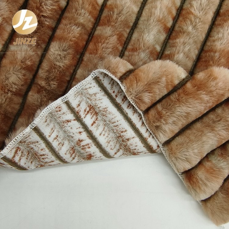 JZ Custom Recycled Printed Super Soft Heavy Long Hair Fabric for Clothing Rabbit Faux Fur 100% Polyester Fabric Customized 75D