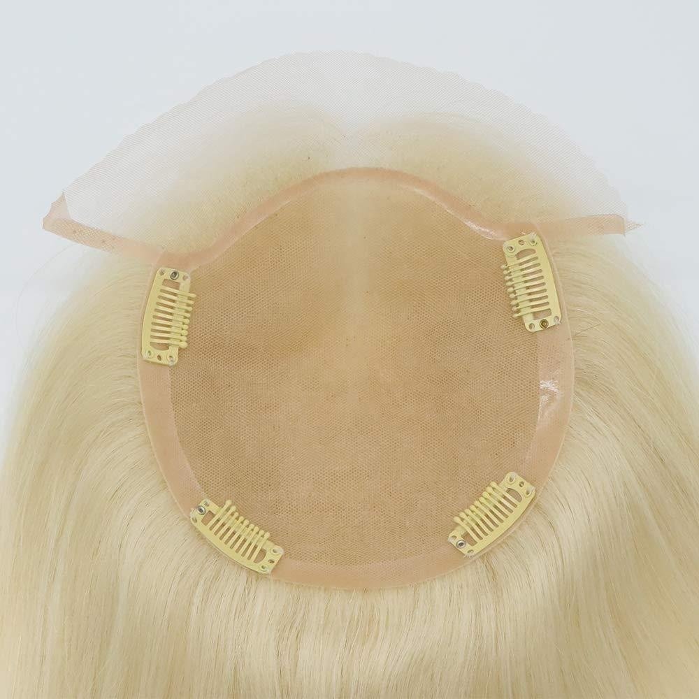 Top Base Hair Topper with Lace Front Human Hair Toppers 100% European 6x6.5 Full Silk for Women Straight Natural Black Color