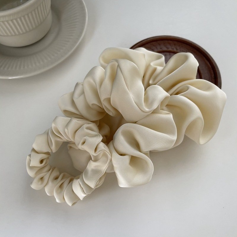 s m l size Temperament high-grade cream texture silky satin beige color intestine hair ring hair rope hair accessories for women