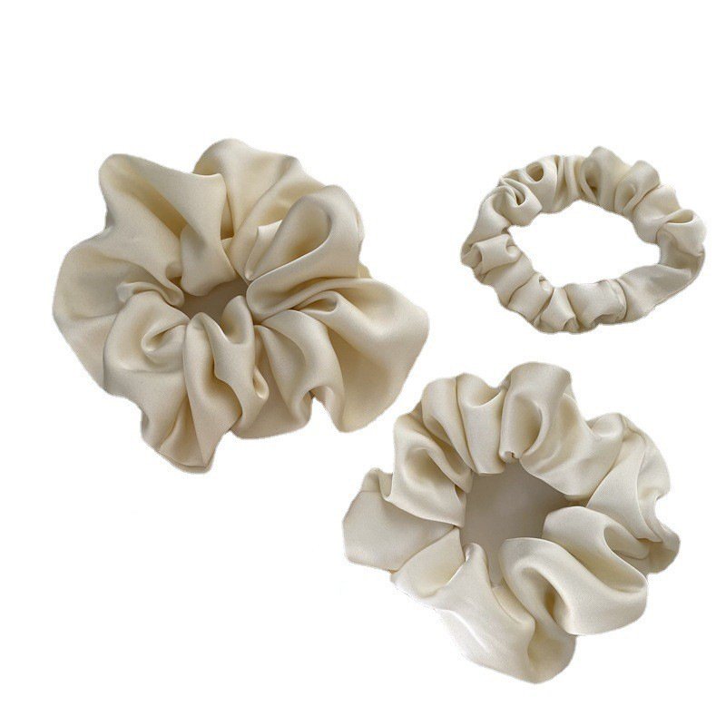 s m l size Temperament high-grade cream texture silky satin beige color intestine hair ring hair rope hair accessories for women
