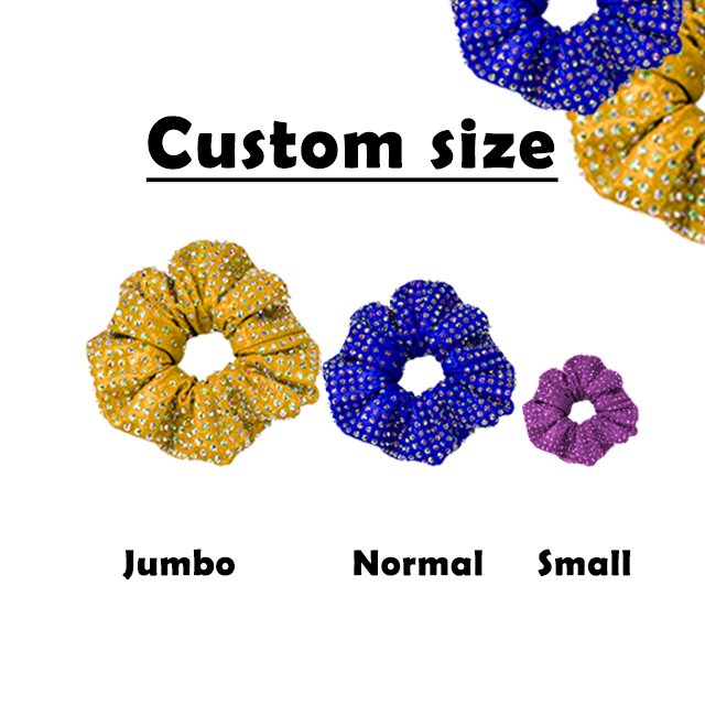 CHENGHE custom silk satin rhinestone scrunchies elastic hair band for women girl wholesale high quality crystal accessories