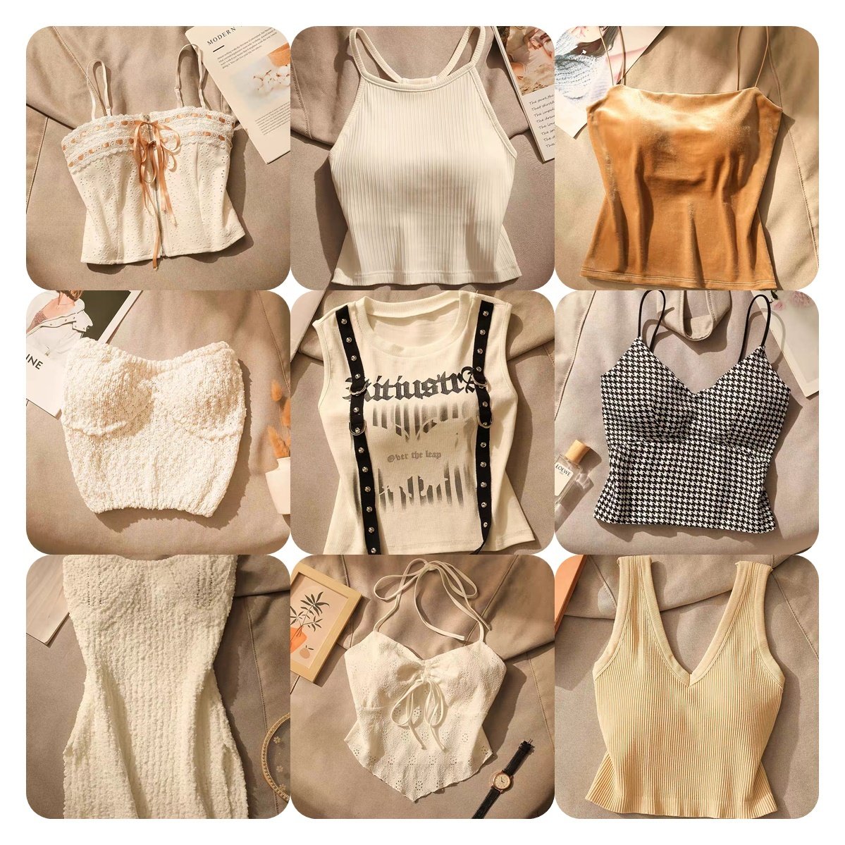Women's sleeveless design vest short bodice top beauty open back fashion vest casual women's wear