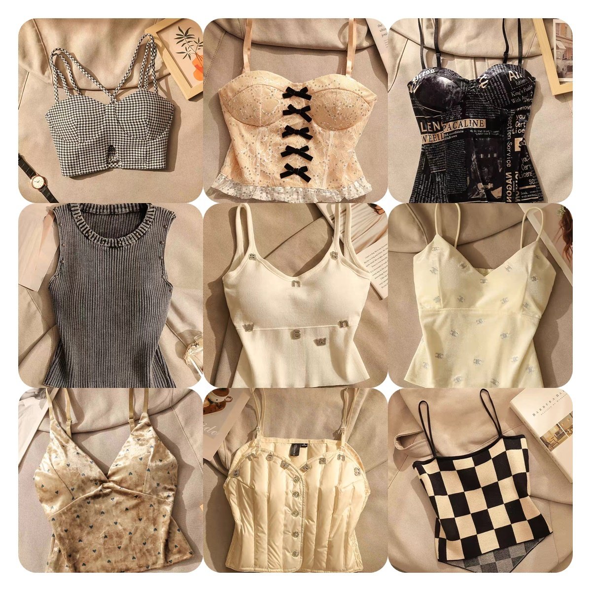 Women's sleeveless design vest short bodice top beauty open back fashion vest casual women's wear