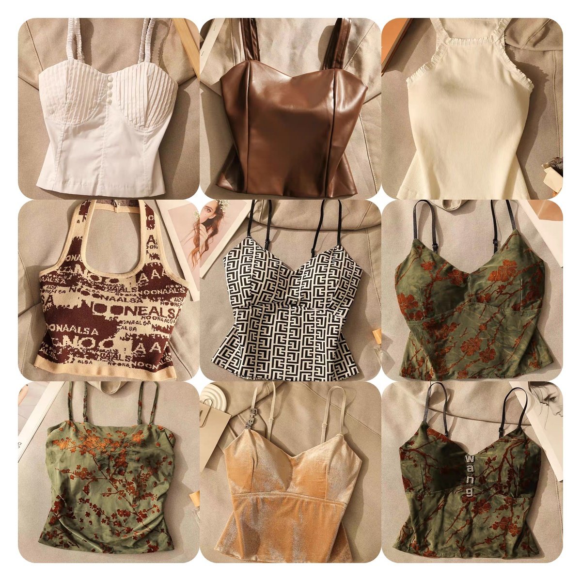 Women's sleeveless design vest short bodice top beauty open back fashion vest casual women's wear