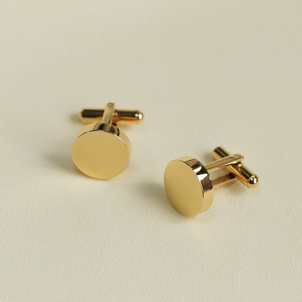 custom 18K gold plated cuff link real 316 stainless steel cufflinks for men Groom Wedding Gift