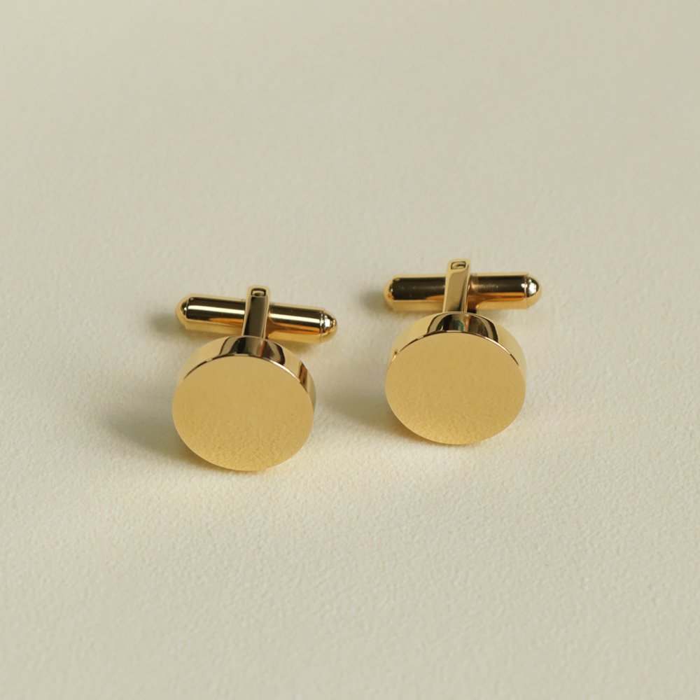 custom 18K gold plated cuff link real 316 stainless steel cufflinks for men Groom Wedding Gift
