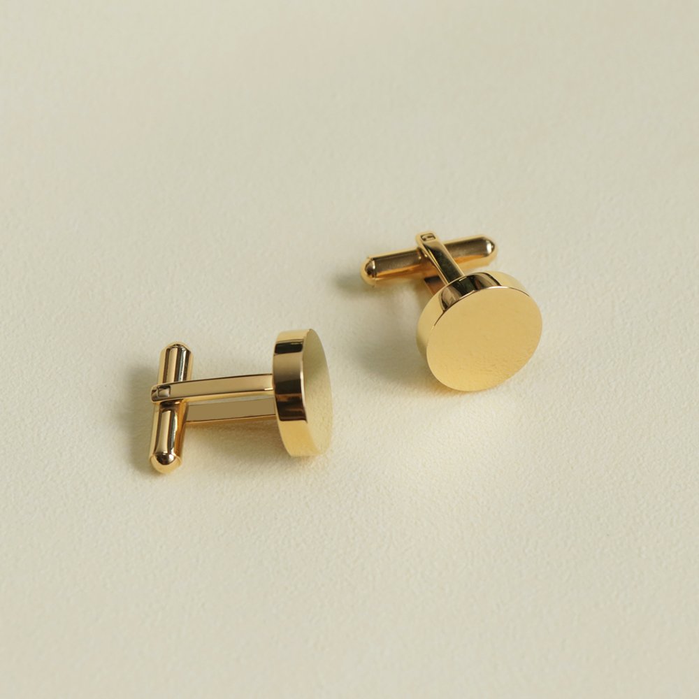 custom 18K gold plated cuff link real 316 stainless steel cufflinks for men Groom Wedding Gift