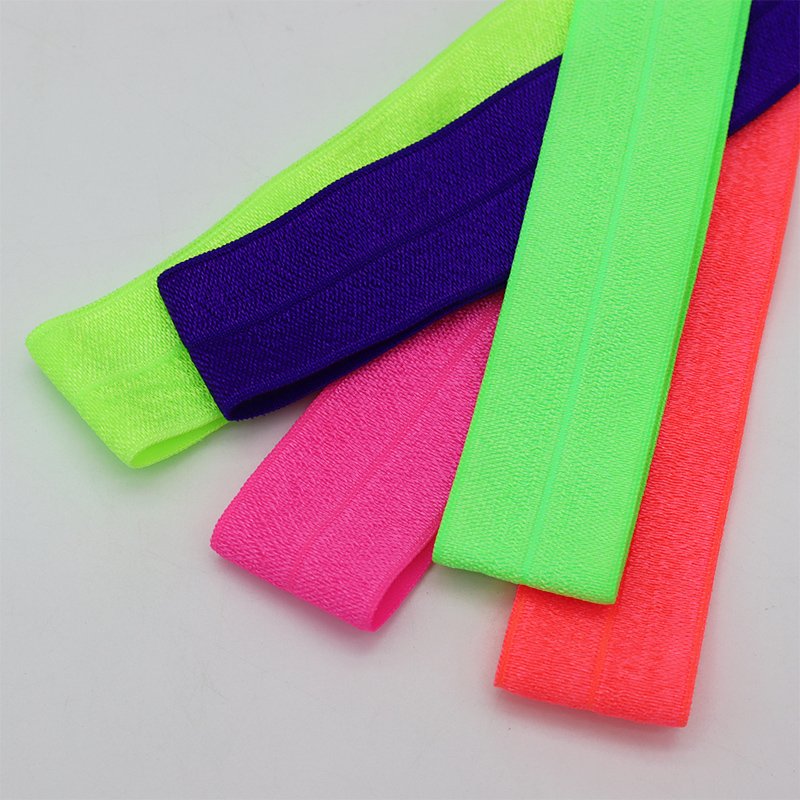 Solid Color Wholesale Folding Elastic Ribbon Fluorescence Colour for Hair Tie Ponytail Holder