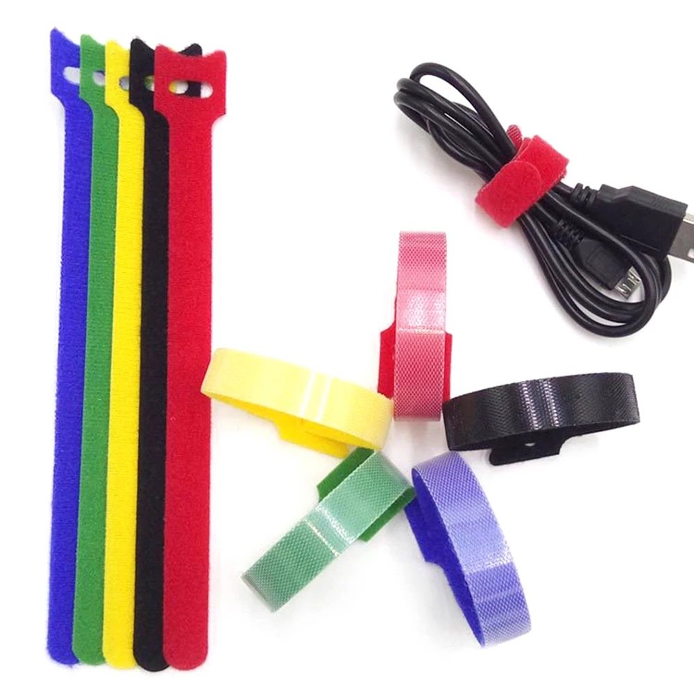 Customized Wholesale Printed Self Adhesive Cable Ties Reusable Cable Tie Logo With Velcro Fastener