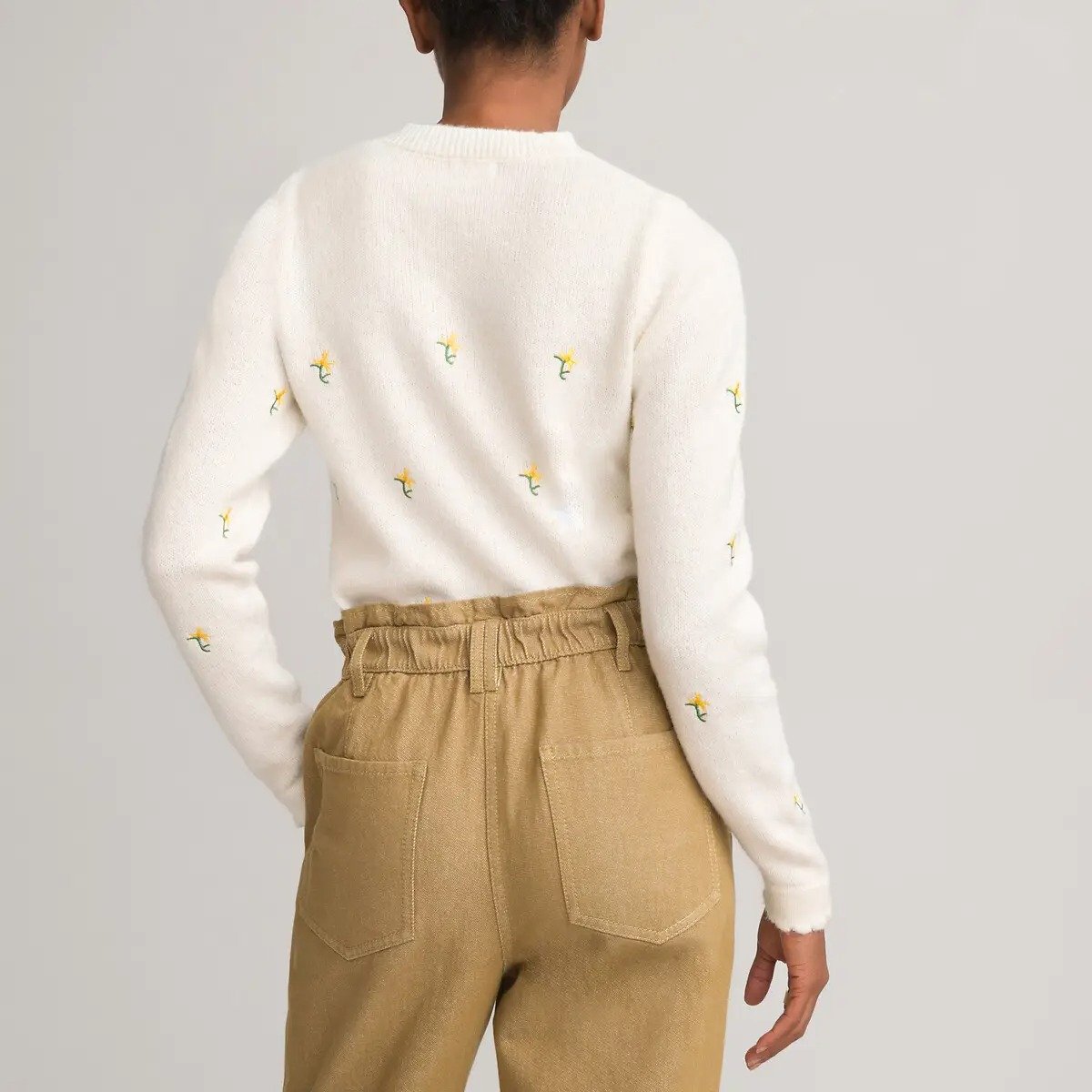 HDLA22022 Embroidered Floral Jumper/Sweater with Crew Neck