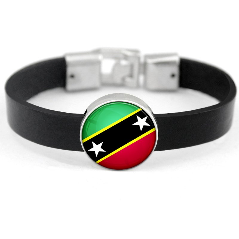60 Models Saint Kitts and Nevis Flag Map Pendant Key Chain Ring Cuff Link Tie Clip Necklace Bracelet Earrings Jewelry Set